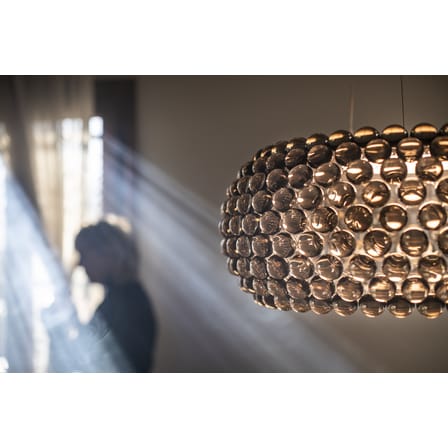 Suspension Caboche Plus plastique gris Medium / LED - Ø 50 cm - Patricia Urquiola, 2005 - Foscarini
