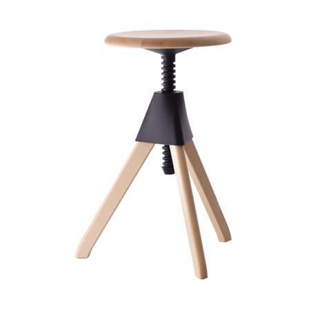 Tabouret Jerry noir bois naturel / H 50 à 66 cm - Bois & plastique - Magis