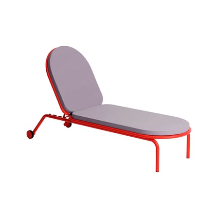 Transat inclinable à roulettes Week-end métal rouge / Aluminium - Petite Friture