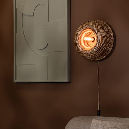 Wandleuchte mit Stromkabel Barbados holz braun / Ø 35 cm - Bambus - GOOD&MOJO