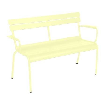 Banc avec dossier Luxembourg métal jaune / 2 places - L 131 cm - Fermob