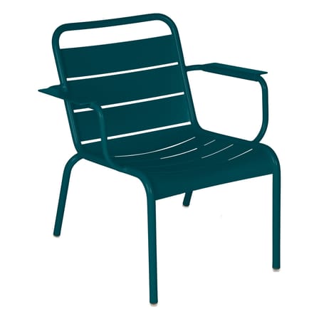 Fauteuil lounge Luxembourg métal bleu / Dossier droit - Fermob