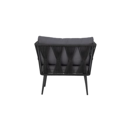 Gepolsterter Sessel Pavone metall kunstfaser schwarz / handgewebtes Polyesterseil - Bloomingville