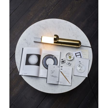Lampada da tavolo ISP metallo pietra nero oro / LED - Marmo & Ottone - L 52 cm - DCW éditions