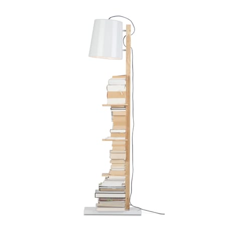 Lampadaire Cambridge métal blanc bois naturel / 3 étagères - H 168 cm - It's about Romi