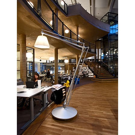Lampadaire Superarchimoon métal tissu gris / H 214 cm - Flos
