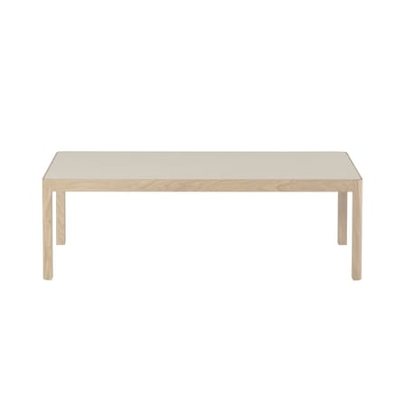 Table basse Workshop plastique gris bois naturel / 120 x 43 x H 38 cm - Linoleum - Muuto