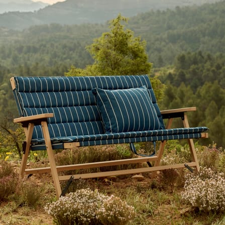 Canapé de jardin 2 places Outdoor Market tissu bleu / L 117 cm - Jasper Morrison - Hay