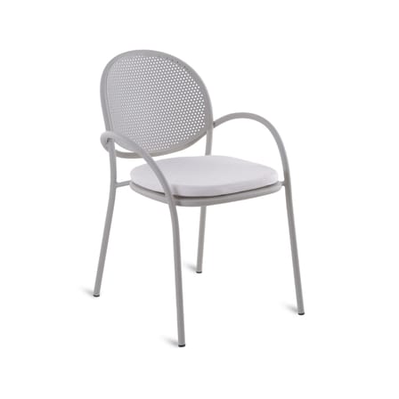 Fauteuil Les Arcs métal gris / Aluminium perforé - Coussin inclus - Unopiu