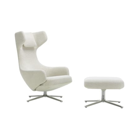 Set fauteuil & repose-pieds Grand Repos tissu blanc / Pivotant & inclinable - Vitra
