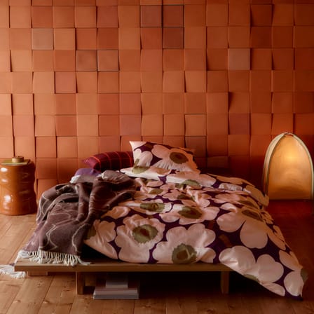 Taie d'oreiller 65 x 65 cm Unikko rose / Satin de coton biologique - Marimekko