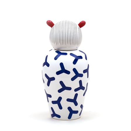 Vase Canopie Zoé keramik blau weiß / mit Deckel - Seletti