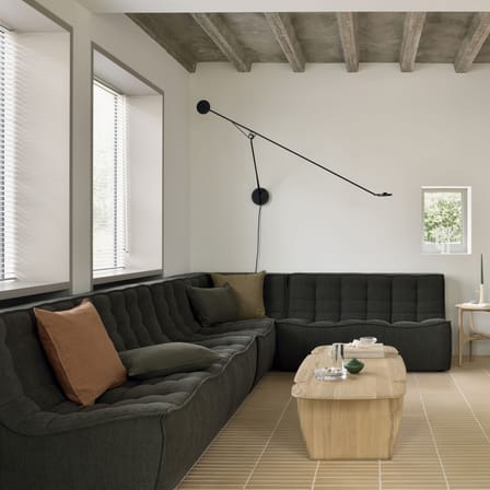 Canapé droit N701 tissu vert / 3 places - L 210 cm - Ethnicraft