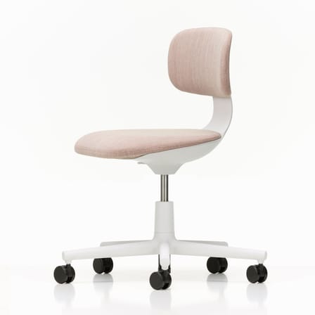 Fauteuil à roulettes Rookie tissu rose / H 39 à 51 cm - Vitra