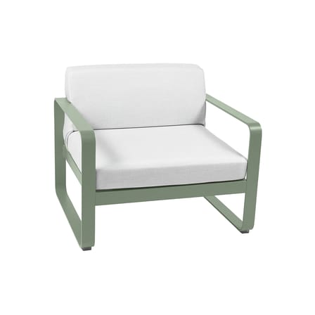 Fauteuil rembourré Bellevie Lounge métal tissu vert / Tissu blanc grisé - Fermob