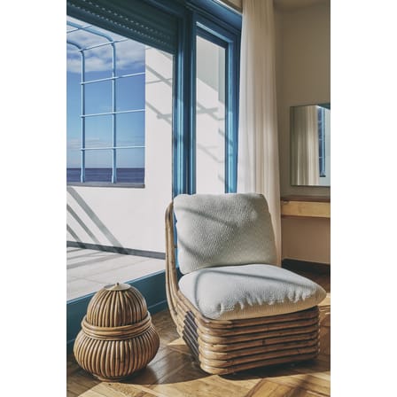 Fauteuil rembourré Bohemian ‘72 tissu fibre végétale blanc beige / Réédition 1972 - Rotin - Gubi