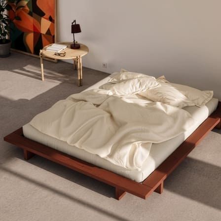Lit double Japan bois rouge / Pour matelas 160 x 200 cm - KARUP
