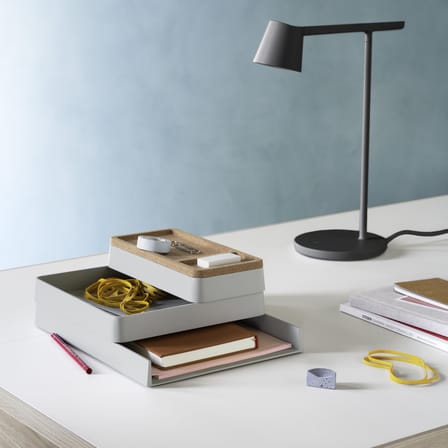 Organiseur de bureau Arrange n°1 / 100% plastique recyclé & liège - Set 3 pièces empilables - Muuto