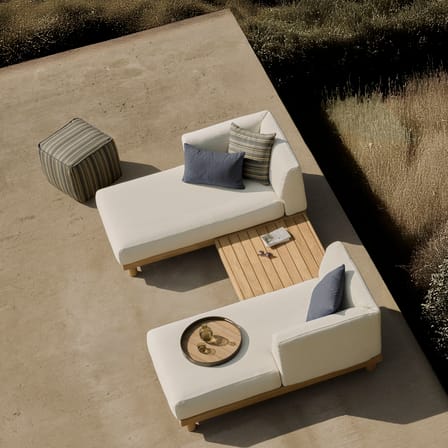 Pouf d'extérieur Zahara Outdoor tissu bleu - Ethnicraft