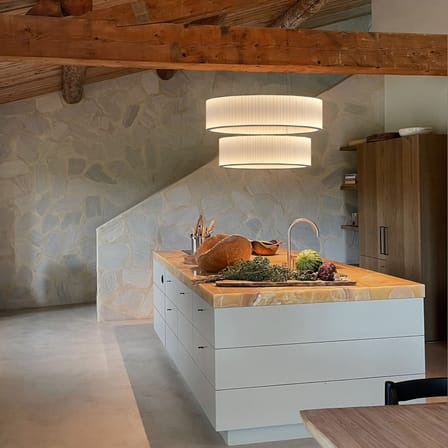 Suspension Ronde tissu blanc / LED - Ø 80 cm - Dix Heures Dix