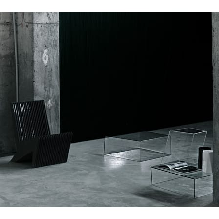 Table basse Wireframe verre noir transparent / 75 x 87 cm - Piero Lissoni, 2011 - Glas Italia