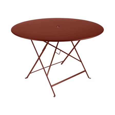 Table pliante Bistro métal rouge marron / Ø 117 cm - Trou parasol - Fermob