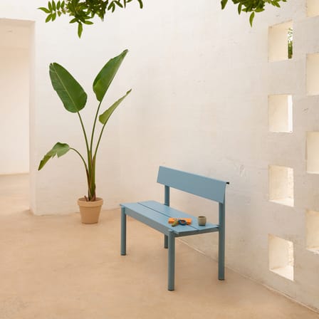 Banc avec dossier Linear métal vert / L 110 cm - Muuto