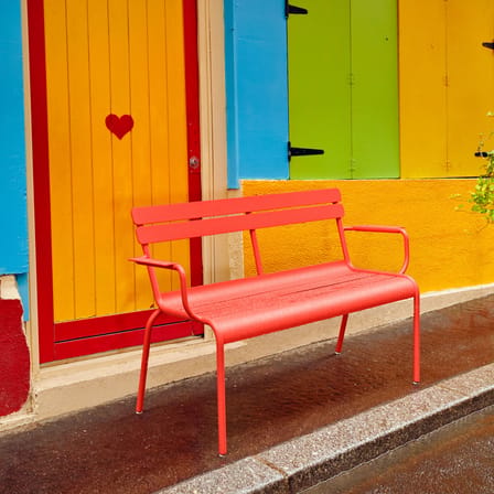 Banc avec dossier Luxembourg métal jaune / 2 places - L 131 cm - Fermob