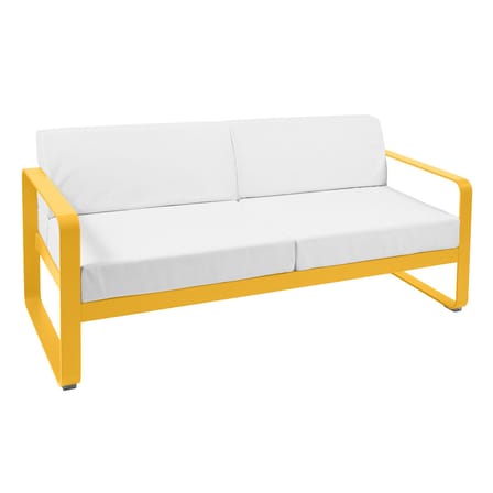 Canapé de jardin 2 places Bellevie métal tissu blanc / L 160 cm - Tissu blanc grisé - Fermob