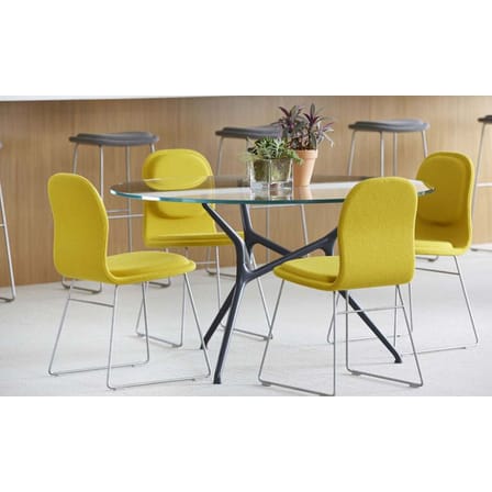 Chaise rembourrée Hi pad tissu bleu gris / Jasper Morrison, 1999 - Cappellini