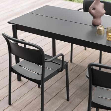 Stapelbarer Sessel Linear metall schwarz / Stahl - Muuto