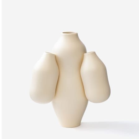 Vase Allpa Mini céramique blanc beige / Ø 25 x H 28 cm - fait main / Jean-Baptiste Fastrez, 2020 - Moustache