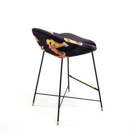 Chaise de bar rembourrée Toiletpaper tissu multicolore / Lipsticks - Rembourré & velours - H 92 cm - Seletti