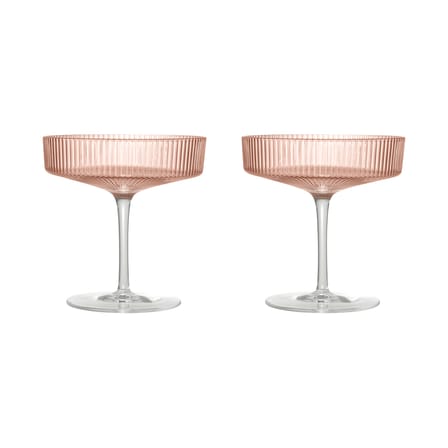 Set de 2 coupes à champagne Ripple verre rose - Ferm Living