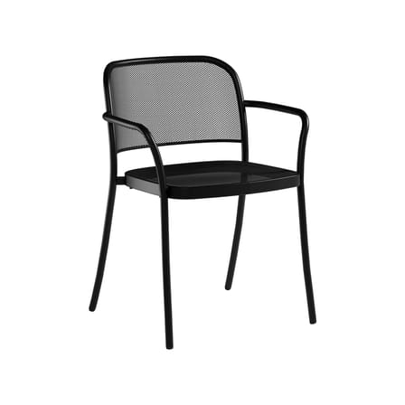 Fauteuil empilable Café métal noir - Emu