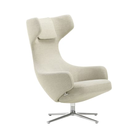 Fauteuil rembourré Grand Repos tissu gris beige / Pivotant & inclinable - Vitra
