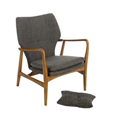 Fauteuil rembourré Peggy tissu gris bois naturel - POLSPOTTEN