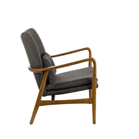 Fauteuil rembourré Peggy tissu gris bois naturel - POLSPOTTEN