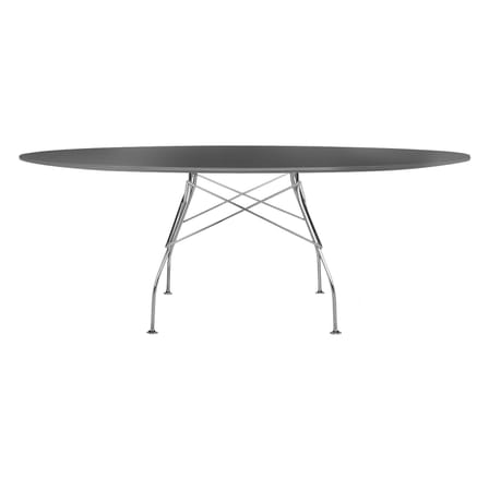 Table ovale Glossy Glass verre noir / 194 x 120 cm - Kartell