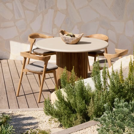 Table ronde Roller Max Outdoor pierre gris / Ø 125 cm - Béton & teck recyclé - Ethnicraft