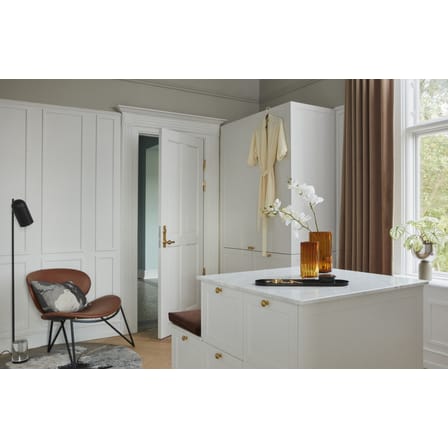 Fauteuil rembourré Semper cuir marron beige - AYTM