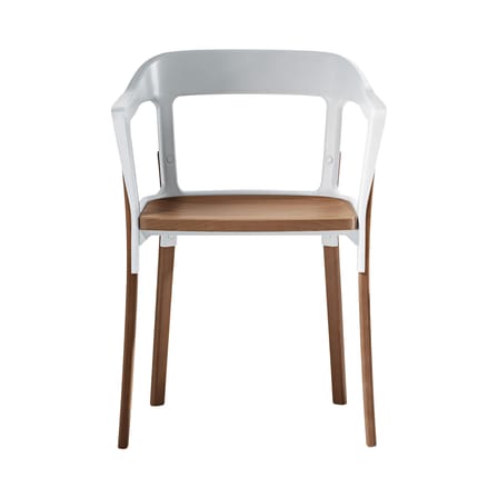 Poltrona Steelwood metallo bianco legno naturale Versione bicolore - Magis