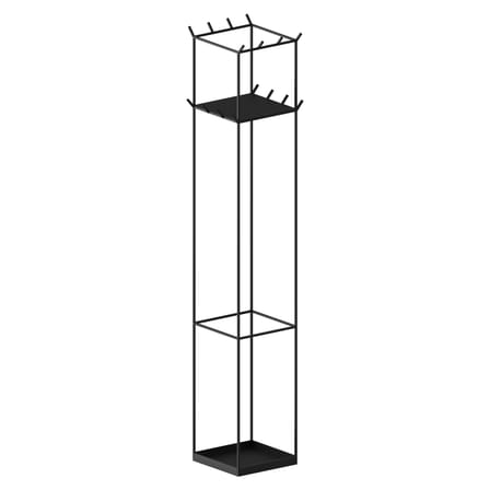 Portemanteau sur pied Slim Irony métal noir / Etagère - 34 x 34 cm x H 169 cm - Zeus