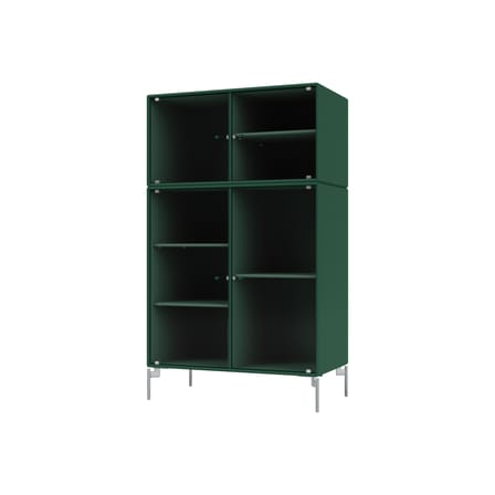 Ripple III Dresser wood green / Utensil case - W 69.6 x D 38 x H 105 cm / Corrugated Glass - MONTANA
