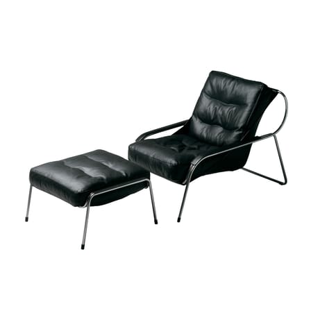 Pouf Maggiolina métal cuir noir - Zanotta