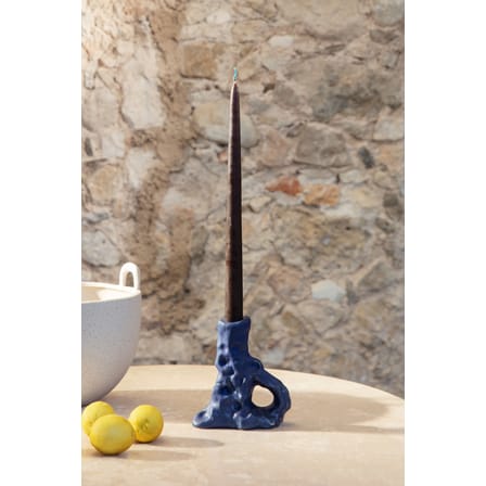 Bougeoir Dito céramique bleu / 6 x 11 x H 12 cm - Grès - Ferm Living