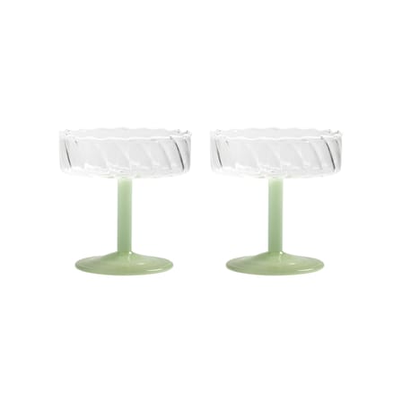 Twirl Champagne cup glass green / Set of 2 - & klevering