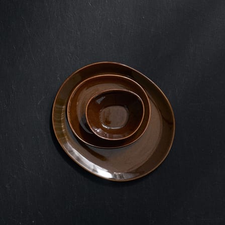 Dessertteller Out of Lines keramik braun / Set von 2 - Ø 21 cm - Serax