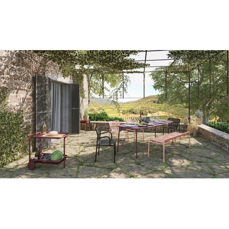 Fauteuil bridge empilable Week-End métal rose / Aluminium - Petite Friture