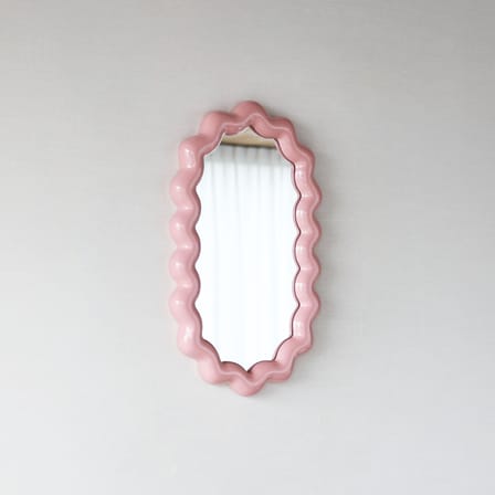 Miroir mural Zigzag plastique rose / 52.5 x 31.5 cm - Polyrésine - & klevering